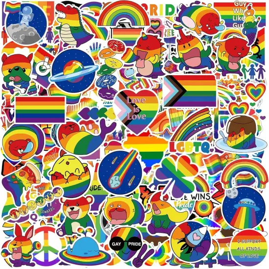 Pride Stickers, 200 PCS Rainbow Stickers for LGBTQ Sticker Packs in Bi Trans Lesbian Pride Stuff, Gay Stickers for Laptop Case Motorcycle Helmet {1}