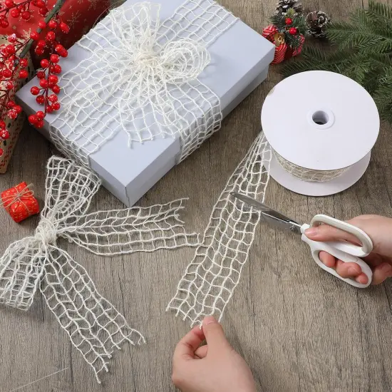 White Mesh Burlap Ribbon Rustic Jute Open Weave Burlap Net Ribbon Fabric DIY Craft {5}