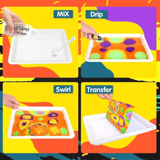 Water Marbling Paint for Kids - Arts and Crafts for Girls & Boys Crafts Kits Ideal Gifts for Kids Age 6-8 8-12 {3}