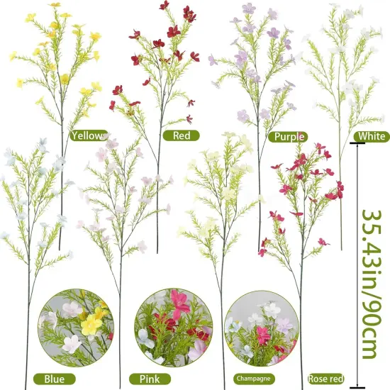 8 Pcs Summer Floral Arrangement &ndash; Artificial Spring Flowers, Fake Wildflowers Bouquet, 35" Floral Stems for Vase, Home and Table Centerpieces (8 Colors) {2}