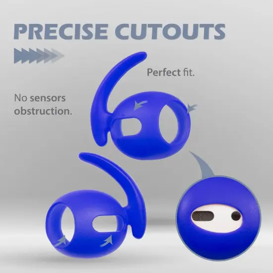 Insten 3 Pairs Ear Hooks Compatible with AirPods 1 & 2 Earbuds, Anti-Lost EarHooks Accessories, Comfortable Soft Silicone Covers, with Storage Box (Not Fit in Charging Case) Blue {5}
