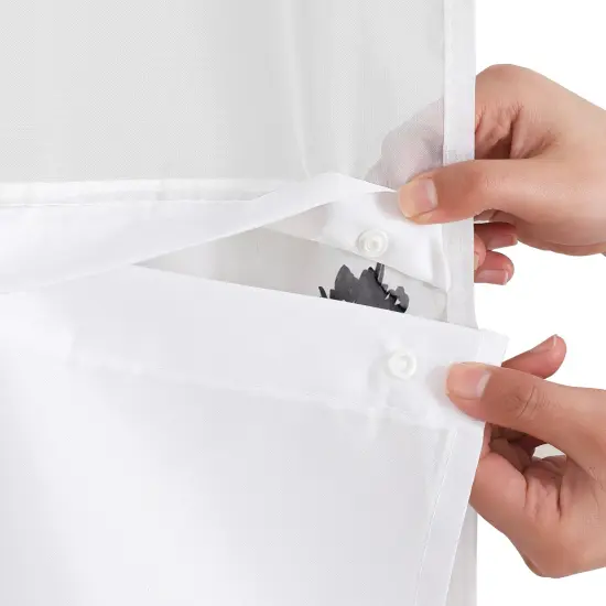 Americanflat 72x75 Hookless Shower Curtain - Floral Cream and Red Shower Curtain with Sheer Panel, Snap-In Liner, and Grommets - 100% Polyester {6}