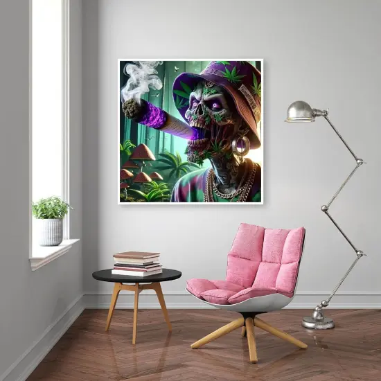 Skeleton Man Diamond Painting Kits for Adults, Skull Diamond Art Kits for Beginners, 5D Round Full Drill Diamond Painting Gem Art Kits for Home Wall Decor 14x14inch {5}