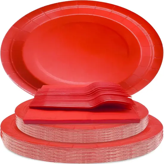 Red Party Supplies Set Include Red Paper Plates and Napkins party supplies,Severs 25 Guests Red Dessert Plates {1}