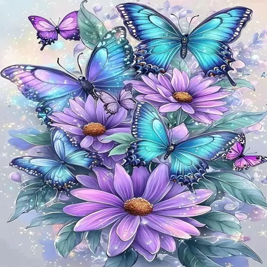 DIY Butterfly Diamond Art Kits for Adults Beginners,Easy Flowers 5D Round Drill Diamond Painting Kits on Canvas,Butterfly and Floral Gem Art Kits for Home Wall Decor 12X16 Inch. {1}