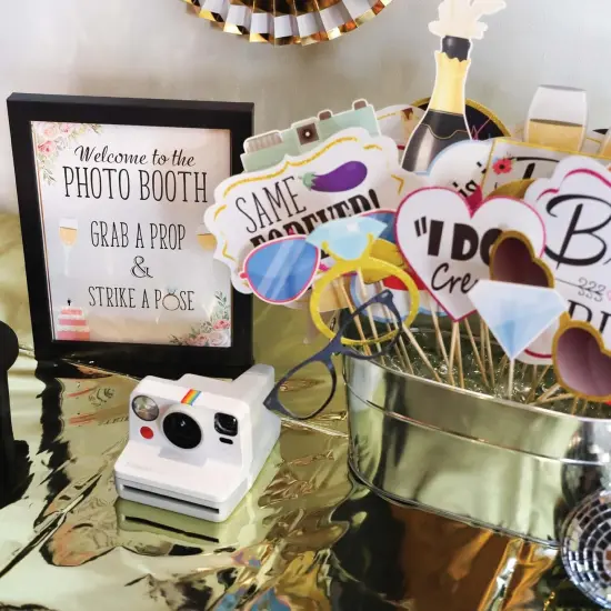 Photo Booth Props - 41-pc Photo Booth Kit with 8 x 10-Inch Sign, 60 Adhesive Pads, 45 Sticks - Team Bride Photo Booth Props - Bachelorette Props Photo Booth {2}