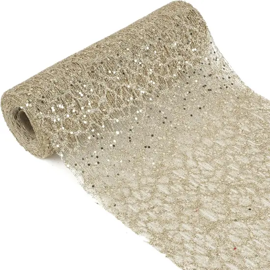 Champagne Glitter Mesh Web Ribbon Roll Champagne Gold Mesh Fabric Ribbon Decorative Mesh Champagne Mesh Ribbon {5}