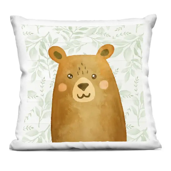 Stupell Industries Joyful Bear on Botanicals Decorative Printed Pillow design by Kim Allen, 18 x 7 x 18 {1}