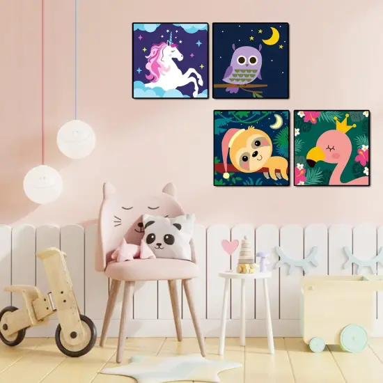 4 Pack Paint by Number for Kids Framed Canvas, Paint by Numbers for Kids Ages 4-8-12, DIY Paint by Numbers Kits Beginner, DIY Acrylic Oil Painting for Home Wall Decor (8x8inch) {3}