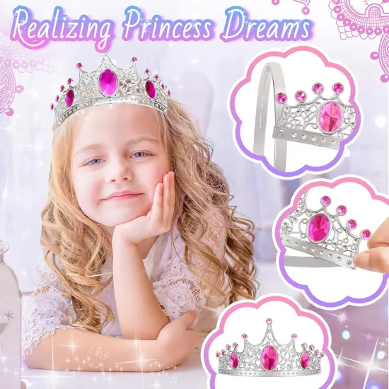 Party Favors Princess Crowns for Little Girls, 16Pcs Princess Dress Up Tiaras for Kids Jewelry Cosplay Accessories {4}