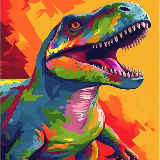 Colorful Dinosaur Paint by Numbers for Adults Beginner, Animal Paint by Number Kits, DIY Oil Painting Paint by Number Kits on Canvas Arts Craft for Home Wall Decor 16x20 Inch {1}