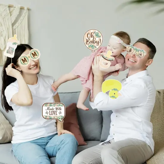 31pcs with Sticks Wood Grain Sage Green Boho Neutrals Baby Selfie Props {2}