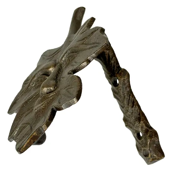 Bronze Finish Cast Iron Leaf Face Door Knocker - Artistic Entry Decor {3}
