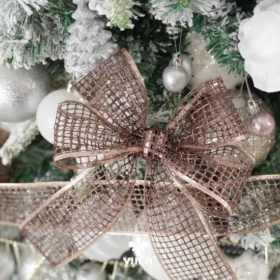 Brown Netting Ribbon Sparkling Glamour Netted Ribbon Brown Wired Ribbon by 10 Yards Roll Brown Wired Mesh Ribbon {4}