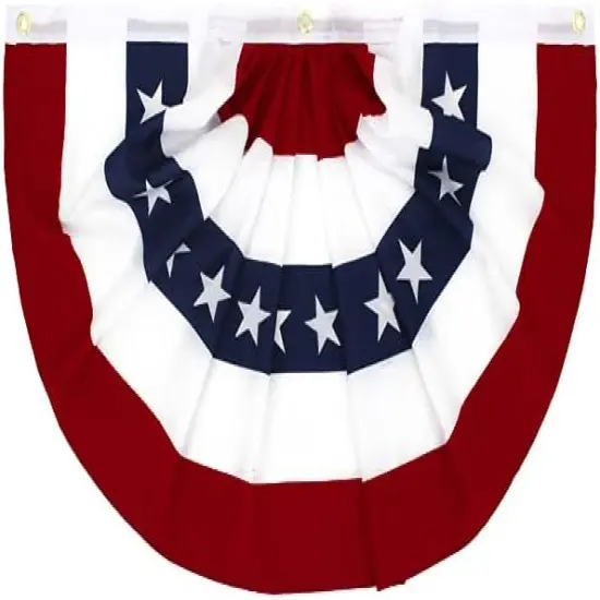 American Pleated Fan Flag Width Approx 90cm - US Patriotic Half Fan Bunting Flag 4 PACK {3}