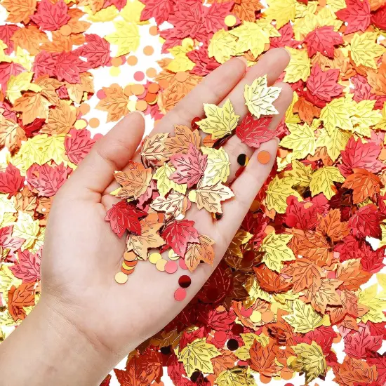 Thanksgiving Fall Maple Leaf Confetti - Foil Metallic Sequins for Autumn Holiday Party Supplies {3}