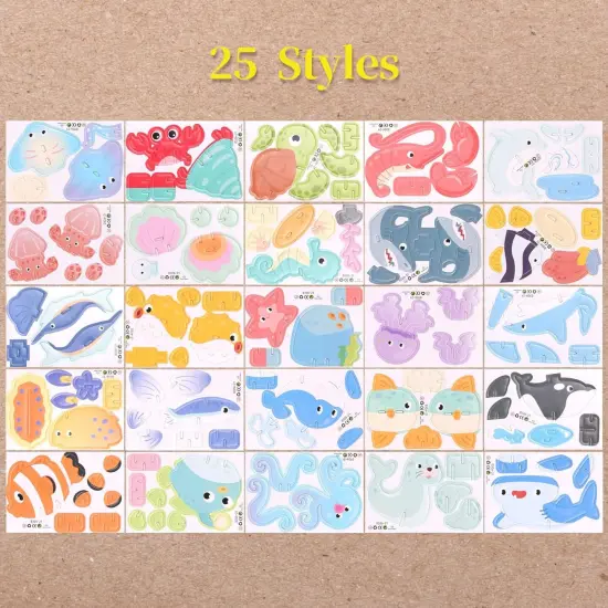 25 Pcs Educational 3D Cartoon Puzzles for Kids {5}