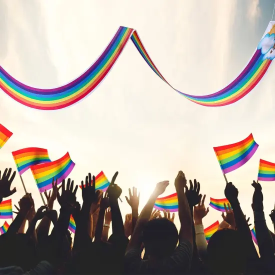 10 Pieces Colorful Rainbow Heart Banner - 100 Feet Colorful Rainbow Gay Pride Paper Garland - Heart Shape Hanging Decorations for Birthday Party Wedding Parades Celebration {5}