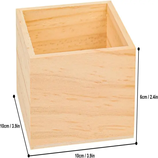 4 x 4 Inch Unfinished Small Wood Crates Organizer Storage Boxes {2}