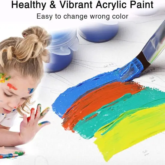 Paint by Number for Adults, 16" x 20" Flowers Acrylic Paints by Numbers for Adults Beginner Kids Color Painting by Numbers on Canvas with 3 Brushes Daisy Paint by Numbers for Kids Ages 8-12 {4}