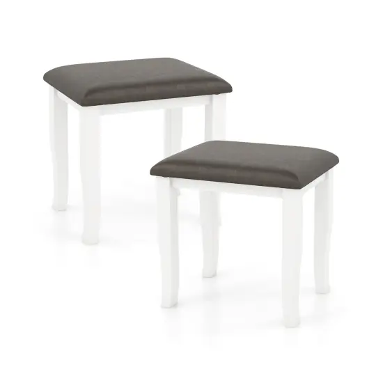 Set of 2 Vanity Stool Set, Cushioned, Solid Wood Frame, Stylish and Versatile Design {1}