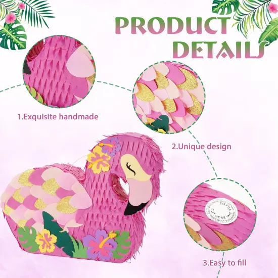 Flamingo Pi&ntilde;ata - Pink Pi&ntilde;ata Bundle with Blindfold and Bat for Girls Kids Pi&ntilde;ata Tropical Flamingo Theme Birthday Party Supplies Summer Pool Party Decorations for Fiestas Baby Shower {5}