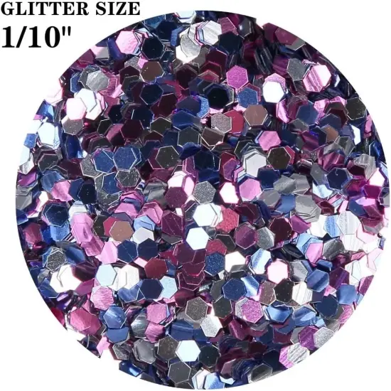 Purple Blue Silver Chunky Glitter 4 OZ Glitter for Crafts Resin Cosmetic Nail Art Decoration 1/10 2.5 mm {2}