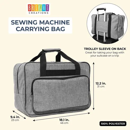 Gray Sewing Machine Carrying Case - Universal Tote Travel Bag Accessories Organizer Compatible with Most Standard Machines (18.1 x 9.4 x 12.2 Inch) Grey {3}