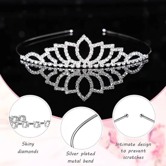 20 Pieces Girls Tiara Crown Silver Princess Crowns Girls Crystal Tiaras for Wedding Birthday Party {4}