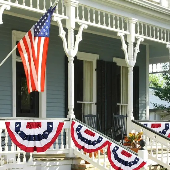 American Pleated Fan Flag, 3 X 6 Ft USA Patriotic Flag Bunting American Flags Patriotic Bunting 4th of July Decorations Patriotic Bunting Red White And Blue Patriotic Decor bunting Flags Outdoor/Outside（Set of 4） {5}