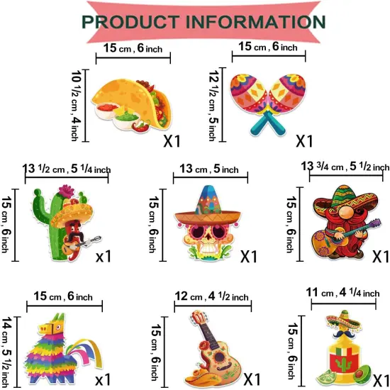 Pre-strung Taco Birthday Party Decorations, with 1pcs Fiesta Happy Birthday Banner, 8pcs Cinco De Mayo Hanging Swirls, Mexican Birthday Party Decorations, Fiesta Birthday Party Decorations {5}