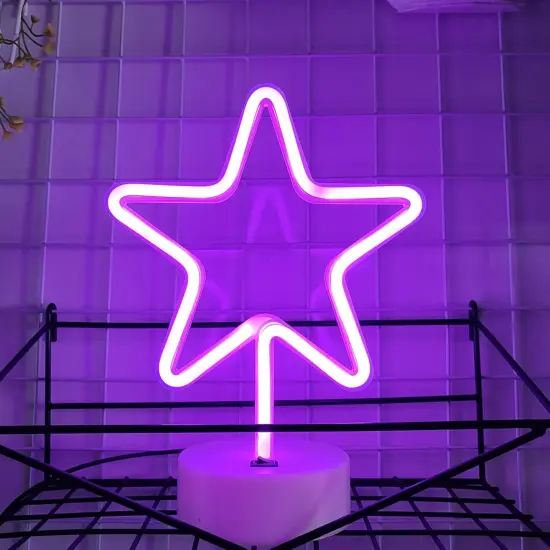 Summer Pink Star Neon Light &ndash; Summer Glow LED Sign with Base, USB/Battery Powered &ndash; Fun Decor for Pool Parties, Patios & Beachy Nights {3}