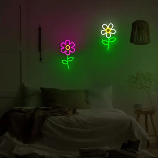 Summer Daisy Neon Sign &ndash; LED Daisy Shaped Wall & Table Decor, USB Powered Light for Brightening Any Room {5}
