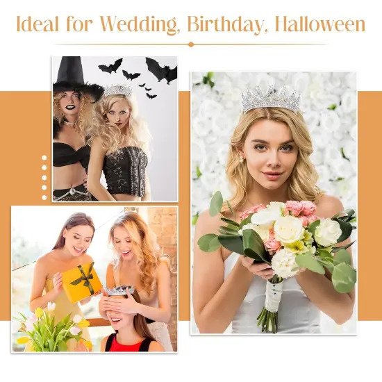 10 Pieces Crown Tiara for Women Crystal Headband with Comb Princess Rhinestone Queen Crown Bridal Hair Accessories Jewelry {5}