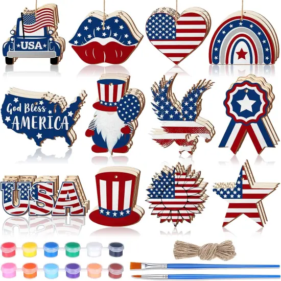 JellyArch 36 Pcs Patriotic Wood Cutouts {1}