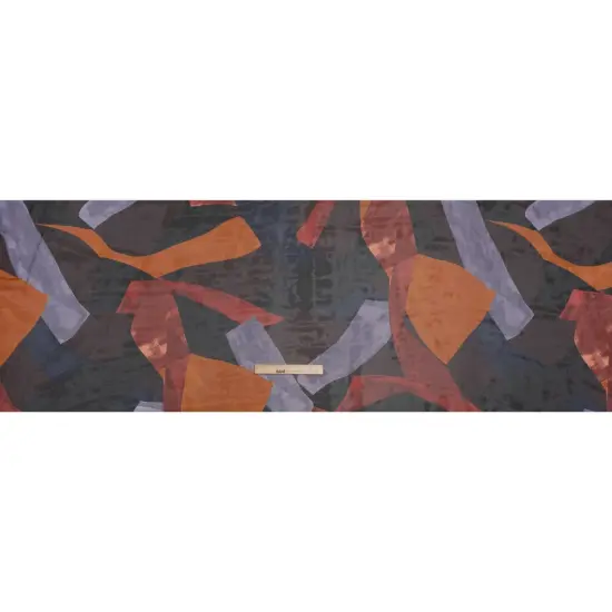 1 Yard Brown Orange Abstract Chiffon Print, Flowing 56" Width Sheer Fabric for Dresses {4}