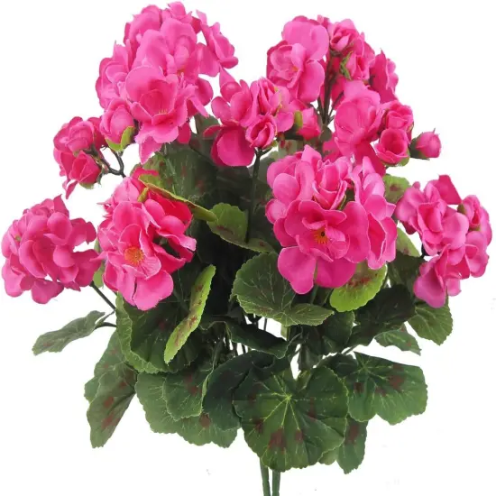 Artificial Red Geranium Bush Outdoor Plant Faux Geraniums Silk Flowers Fake Flowers for Home Garden Patio Windowbox Grave Cemetary Vase Table Decor Rose pink {1}