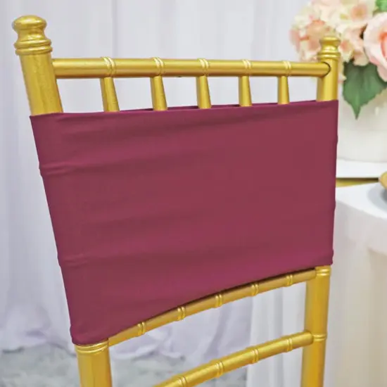 10 Pieces Elegant Sangria Spandex Chair Bands 7 x 13 Inches {4}