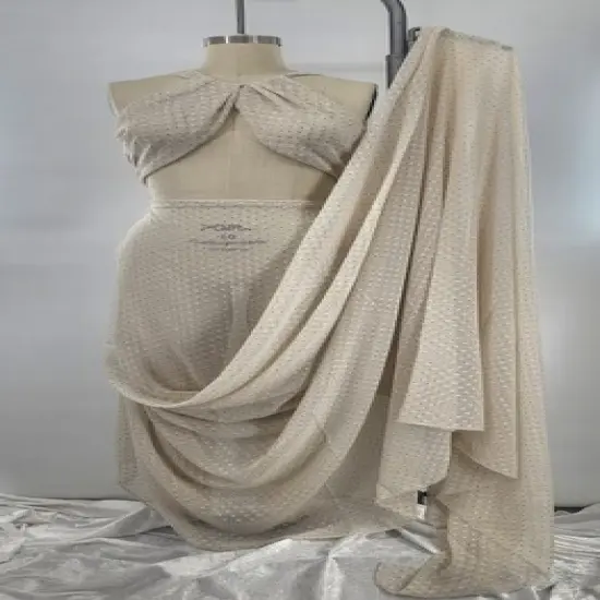 1 Yard Beige or Charcoal Clip Dot Chiffon Lightweight Sheer Polyester Fabric for Dresses, 57/58" Wide {3}