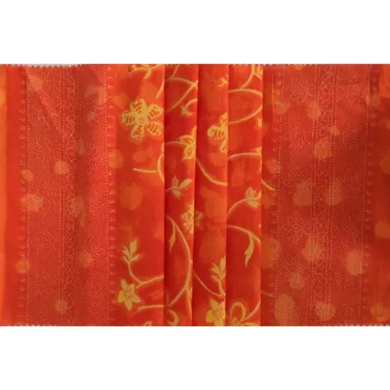1 Yard Orange/Yellow Double Border Cotton Voile Fabric 100% Cotton, 56/58" Wide for Apparel {1}