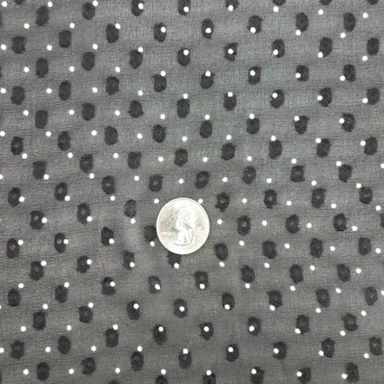 1 Yard Black or Ivory Clip Dot Chiffon Lightweight Sheer Polyester Fabric 57/58" Wide {3}