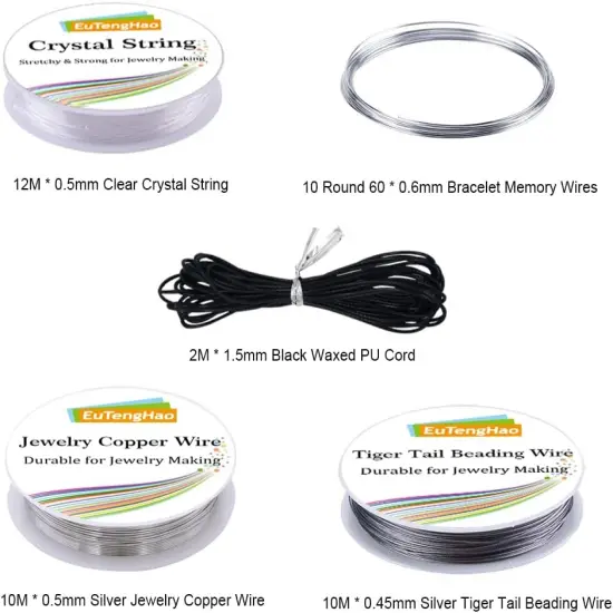 Jewelry Making Kit with Pliers, Wires, Jump Rings, Clasps, Cord and More - Silver {3}