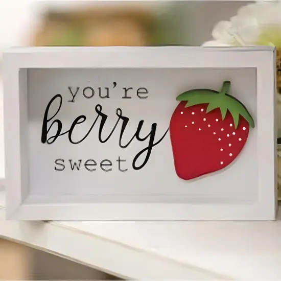 Wooden Berry Sweet Box Sign with Strawberry and Hanger {2}