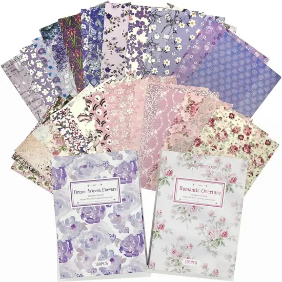 200 Sheets Spring Floral Scrapbook Paper Set (A) {1}