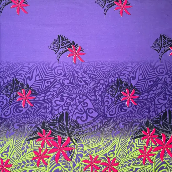1 Yard Tiare Traditional Tattoo Gradient Cotton Fabric 44/45 Inches Width Purple {1}