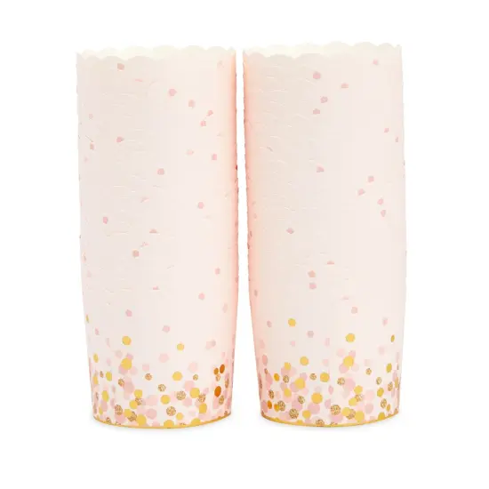 50 Pack Pink and Gold Polka Dot Cupcake Liners Wrappers, Muffin Paper Baking Cup for Wedding & Birthday {6}