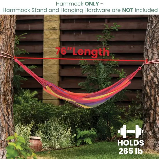 Northlight Wide Striped Woven Cotton Brazilian Hammock - 76" x 39.5" - Multi-Color Red {5}