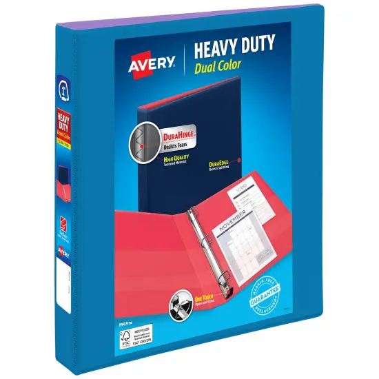 Avery Dual Color Heavy-Duty View Binder, Pool Blue/Lavender, 1" Slant Rings, Holds 250 Sheets (79899) {1}