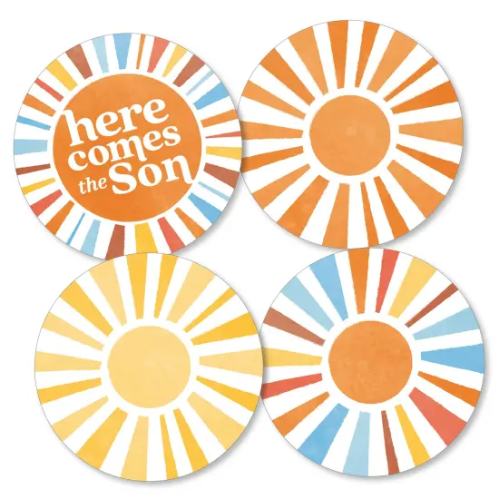 Big Dot of Happiness Here Comes The Son Baby Shower Decor, Sun Shaped Party Decorations, DIY Boy Boho Sprinkle Celebration Essentials - Set of 20 {1}