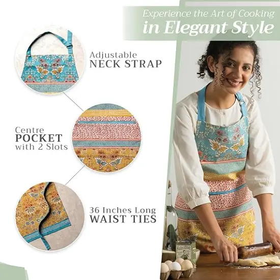 100% Cotton Kitchen Apron with an Adjustable Neck with Long Ties for Women Men Chef {5}